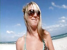 Blond Bikini Babes From The Beach And Two Cocks