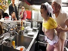 Japanese Waitress Gets Fucked By Her Colleagues At The Restaurant