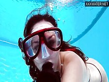 Lana Tanga Inside Red Underwear Masturbating Underwater
