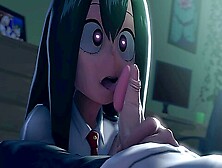 18 Yr Old Student Tsuyu Asui Learns To Blowjob