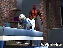 Blue 3D Babe Gets Licked And Fucked By Deadpool