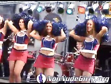 Cheerleaders In Short Skirts On Stage At Show