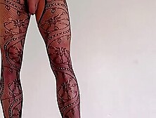 Sexy Sissy In Fishnet Learns To Walk,  Poses And Jerks Off