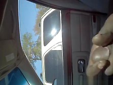 Black Man Strokes Cock In Car
