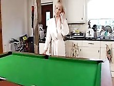 Hazel Positions On His Pool Table