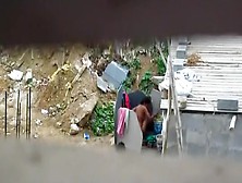 Aunty Bathing Nude In Outdoor Her Man Helping Captured2