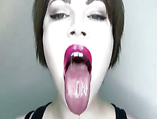 Her Large Mouth Is Just Missing A Monster Cock Cumming Down Her
