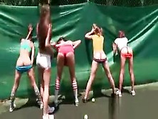 Tennis Hotties In Short Skirts Get Hazed