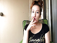 Sexy Naughty Goddess T Smoking Outside In Hot Tight Little Ebony T-Shirt
