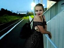 The Puzzled Baby Was Waiting For The Train,  And Got A Hot Cock And A Big Creampie In Public