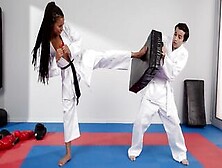 Kira Noir Foot Fucks Her Tai Kwon Do Sensei Receiving A Facial