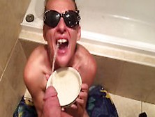 Lick And Drink Piss From A Bowl. Cum Facial Ending.
