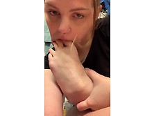 18 Year Old Blonde Sucking Her Toes With Black Nail Polish On Camera