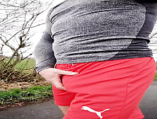 Slender Boy Jogging Provocatively With Cockring.  Walkers Watching Me And My Bulge In My Pants
