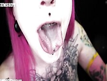 Goth Girl W Snake Tongue Swallows 8 Gloryhole Loads