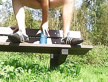 Extrem Anal Dildo In A Park