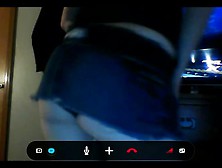 White Trash Showing Her Tiny Miniskirt On Skype. Mp4