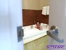 Supple Sexy Brunette In The Soapy Bath