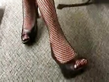 Fishnet Pantyhose In Library