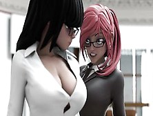 Sexual Tension Between Busty College Babes In Hentai Feature
