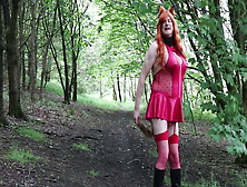 Foxy Crossdresser Out In The Woods With Cute Ears And A Buttplug Tail