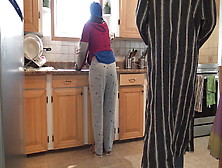 Moroccan Wife Gets Creampie Doggystyle Quickie In The Kitchen