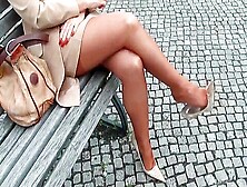 Glamorous Lady Captured Walking In Her Sexy Outfit,  Stockings & He