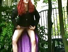 Redhead Euro Slut Strips And Masturbates In The Park