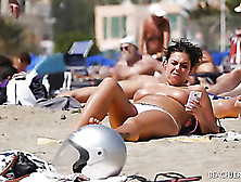 Curvy Babes At The Topless Beach Soak Up The Sun