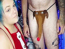 Xmas Food Play,  While Gagging On Rudolphs Rod & Blowing His Spunk