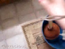 Sexy Girl Cleaning Scat Bucket With Warm Water