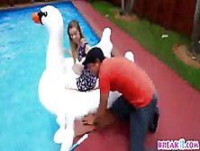 Sexy Brunette Daisy Chainz Seduced And Fucked By A Pool Guy