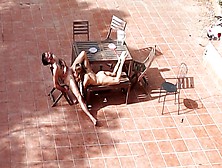 Couple Playing And Fucking In The Courtyard,  Outside