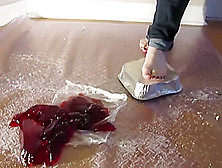 Crushing Jello And Fruit Barefoot