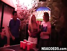 Two Amateur College Babes Sucking Cock At A Party