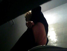 Seductive Blonde Is Pissing In The Toilet