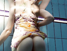 Hot Brunette Teenager Swimming
