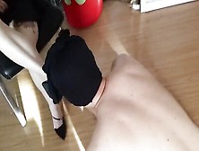 Submissive Slave Is Licking Dirty Feet And Heels Of Dominant Mistress Lady