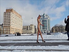 Naked Russian Girl Walking In Snow