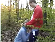 Blowjob And Fuck In Wood