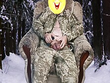 Ukrainian Soldier Jerks Off In Winter Forest