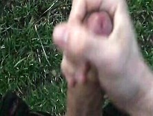 Naughty Man Is Filming His Hard Cock While Jerking Off Outdoors
