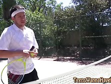 Teen Rides Tennis Coach
