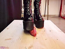 Platcrush Bootjob In Platform Knee Sexy Heels With Tamystarly - (Edited Version) - Cbt,  Ballbusting