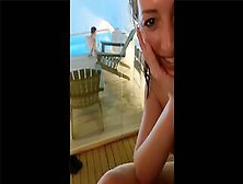 Public Orgasm In The Sauna! Wet Pussy Fingered