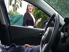 Guy Jerks Off In Car And Gets A Stranger Girl To Finish The Job