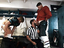 Referee Mateo Zagal Gets Double Penetrated By Hunks Dom King And Malik Delgaty After The Match - Men