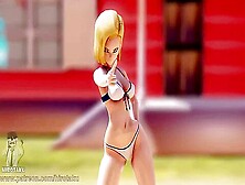 3D Beauty Android 18 And Her Hot Dance In A Swimsuit