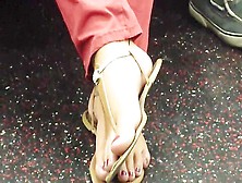 Open Sandals On Public Train