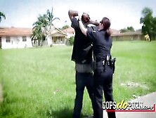 A Slutty Female Cop Is Sucking A Huge Black Dick In Public And She Doesn't Even Care!